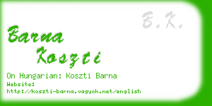 barna koszti business card